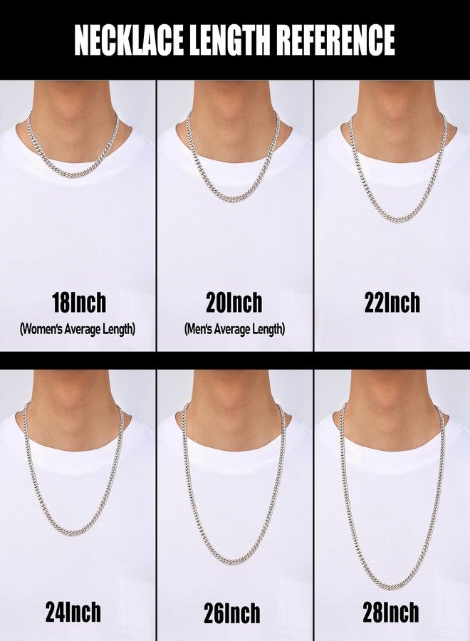 Fiusem 8mm Silver Colored Chains for Men, Silver Plated Cuban Link Chain Necklace for Men and Women, Stainless Steel Necklaces 26 Inch - Image 3